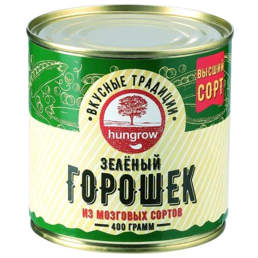Горошек зелёный ж/б 400г ТМ "Вкусные традиции" Hungrow