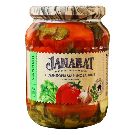 Помидоры маринованные с сельдереем ст/б 670г JANARAT