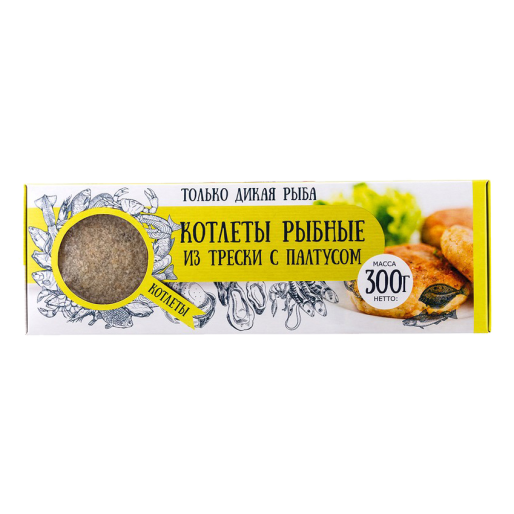 Котлеты рыбные из Трески с Палтусом 300г, DON KREVETON